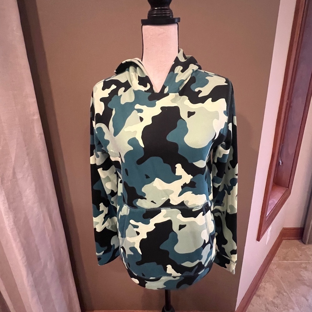 Tek Gear Camo Green Ultra Soft Fleece Hoodie Sweatshirt, Size XL